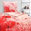 A close-up view of a bedding set with a poppy flower pattern. Produktbild-Vorschau