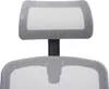 A close-up view of the headrest and upper backrest of a gray mesh office chair. Náhľad obrázku produktu