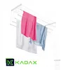 A ceiling-mounted clothes drying rack with laundry hanging on it, against a white background. A brand logo and name are visible at the bottom left. Anteprima dell’immagine prodotto