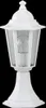 A white outdoor lamp with a glass enclosure and a visible light bulb. Anteprima dell’immagine prodotto