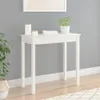 A white console table with decorative items on top, placed against a gray wall. Podgląd zdjęcia produktu