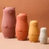 Silikon Matrjoschka Puppen 4 Stück, Bär-Design, Montessori Produktbild-Vorschau 1