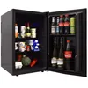 A black mini-fridge with its door open, filled with various drinks and food items. Anteprima dell’immagine prodotto