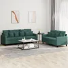 vidaXL 2-tlg. Sofagarnitur mit Kissen Dunkelgrün Samt Produktbild-Vorschau 2