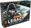 The image shows the front and side of a board game box for Pandemic: Legacy – Season 2, featuring artwork of characters and a post-apocalyptic cityscape. Produktbild-Vorschau