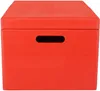A plain red wooden storage box with a handle cutout on the front. Produktbild-Vorschau
