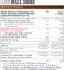A nutritional information table for a "Super Mass Gainer" product. Produktbild-Vorschau