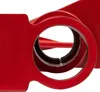 A close-up view of a red metal pipe clamp, showing the inside of the clamp opening. Produktbild-Vorschau