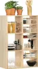 A wooden shelving unit filled with kitchen items like pasta, jars of food, plates, glasses, and cooking utensils. Anteprima dell’immagine prodotto