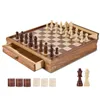 A wooden chess and checkers set with pieces arranged on the board and some pieces laid out in front. Anteprima dell’immagine prodotto