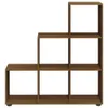 A brown wooden shelf unit with a stepped design. Podgląd zdjęcia produktu