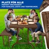 A family and friends enjoying a picnic at a table with food and drinks. Produktbild-Vorschau