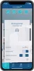A smartphone screen displaying a smart home app interface for controlling a living room. Produktbild-Vorschau