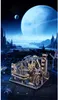 A 3D wooden marble run model is displayed in the foreground, with a futuristic cityscape and a large planet in the background. Podgląd zdjęcia produktu