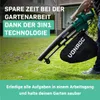 A person is using a leaf blower in a garden. Produktbild-Vorschau