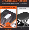 Comparison of a VEVOR Hydraulic Lift Jack platform with a Scissor Lift Jack platform, highlighting increased platform size and friction force. Produktbild-Vorschau