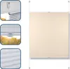 A cream-colored pleated blind is shown, with three inset images detailing its installation and construction. Produktbild-Vorschau