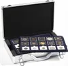An open silver briefcase containing trays of coins. Produktbild-Vorschau