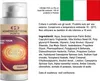 A product shot of a cream bottle with accompanying text and the Italian flag. Produktbild-Vorschau