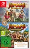 The image shows the front cover of a video game for the Nintendo Switch, featuring characters from the Jumanji movies. Produktbild-Vorschau