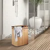 Relaxdays Wäschekorb Bambus, rechteckiger Wäschesortierer, Produktbild-Vorschau 5