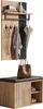 A two-piece furniture set for an entryway, consisting of a wall-mounted coat rack and a bench with shoe storage. Produktbild-Vorschau