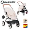A product image featuring a twin doll stroller with accompanying marketing graphics. Produktbild-Vorschau