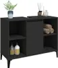 A black bathroom vanity cabinet with shelves and a cabinet door, shown on a white background. Anteprima dell’immagine prodotto