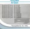 A list of compatible Epson printer models and a partial image of a printer. Produktbild-Vorschau