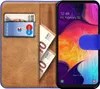 A book-style phone case with a Samsung Galaxy phone inside, showing cards and cash. Anteprima dell’immagine prodotto