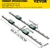 Two linear guide rails with blocks, with dimensions and specifications shown. Produktbild-Vorschau