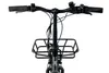 Close-up front view of the handlebars and front basket of a black bicycle. Produktbild-Vorschau