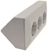 A white, three-socket power strip is shown from a diagonal angle against a white background. Produktbild-Vorschau