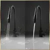 A split image showing a black faucet with water flowing in two different scenarios. Náhľad obrázku produktu