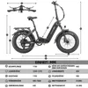 Skladacie elektrobicykle s LCD displejom, 48 V, 18 Ah, 20 × Náhľad obrázku produktu 10