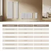 A table showing radiator sizes, power outputs, and coverage areas, with images of radiators in the background. Voir les images du produit