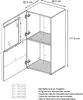 A technical drawing of a cabinet with dimensions and labels. Produktbild-Vorschau