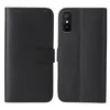 A black flip case for a smartphone is shown open, displaying both the inside and outside of the case. Produktbild-Vorschau