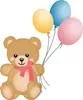 A cartoon illustration of a teddy bear holding balloons. Podgląd zdjęcia produktu