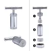 A set of images showing a T-shaped pollen press and its disassembled parts, with numbered labels. Produktbild-Vorschau