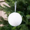 Bruchfeste Weihnachtskugel Weiß mit Glitzer Ø 8 cm - Produktbild-Vorschau 4
