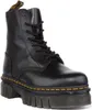 A black Dr. Martens boot with a thick sole, shown from the front. Anteprima dell’immagine prodotto
