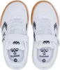 A pair of white children's sneakers with black accents and a brown sole, shown from a top-down view. Anteprima dell’immagine prodotto