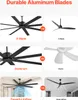 Collage of ceiling fan images comparing different blade counts, materials, and airflow. Anteprima dell’immagine prodotto