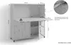A diagram of a secretary desk with dimensions and feature callouts. Produktbild-Vorschau