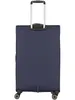 A dark blue suitcase with a silver telescopic handle and black wheels, shown from the back. Produktbild-Vorschau