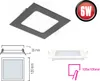 A product image showing a square LED panel light with dimensions and a wattage indicator. Produktbild-Vorschau