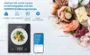 A RENPHO nutrition scale and a smartphone displaying the app are shown next to a variety of healthy foods, including salmon, chicken, eggs, cheese, and shrimp. Náhľad obrázku produktu