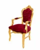Barockstuhl Barock Stuhl Armlehne Bordeaux Rot Gold Stoff Produktbild-Vorschau 2