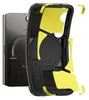 A disassembled phone case with protective yellow inserts. Podgląd zdjęcia produktu